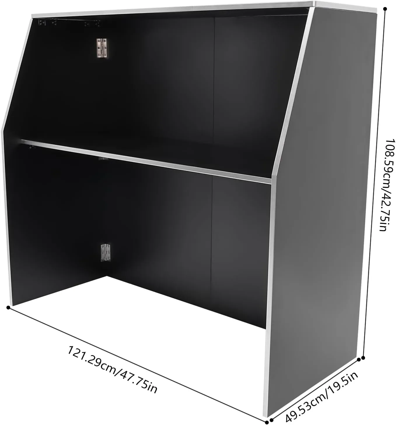 Foldable Event Bar, 42.75" Tall Portable Bar Cabinet Commercial Portable Bar Mobile Bartender Station with Top and Middle Shelves for Events Outdoor Parties Picnics (Black)