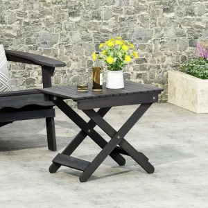 Foldable Outdoor Side Table, Portable Accent Table, Folding Square Table for Balcony, Plants,Pool,Patio,Garden,Deck,Indoor,Outdoor (Dark Gray)