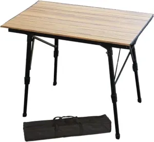 Folding Aluminium Camping Table,portable Picnic Folding Table,top Mesh Layer,with Height Adjustable Legs Roll Up Table,for Picnic Garden Camping,Woodcolor