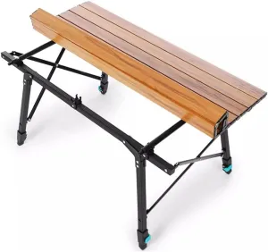 Folding Aluminum Alloy Camping Table Adjustable Height, Portable Foldable Lightweight Roll-up Side Table with Storage Bag, for Outdoor Picnic BBQ Backyard Party