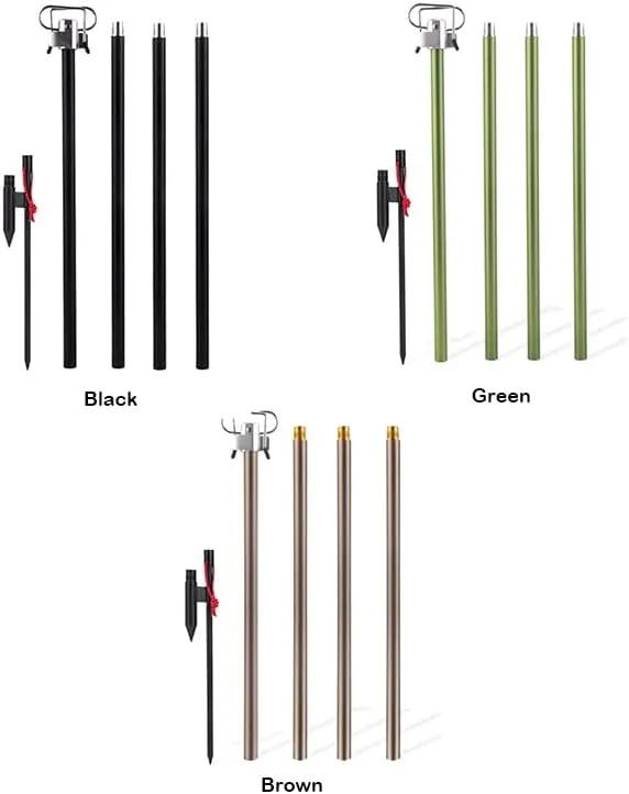 Folding Aluminum Alloy Lamp Pole Adjustable Lern Holder Rod for Camping Hiking Fishing Backpacking