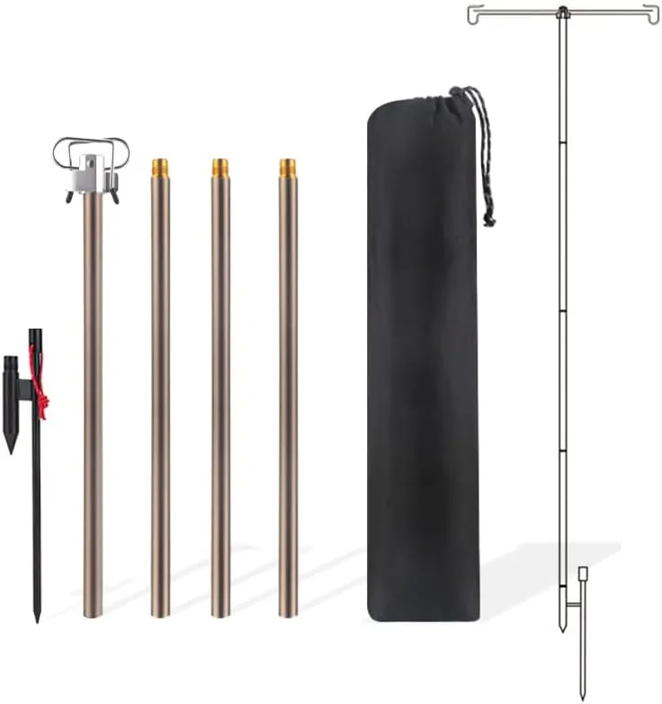 Folding Aluminum Alloy Lamp Pole Adjustable Lern Holder Rod for Camping Hiking Fishing Backpacking