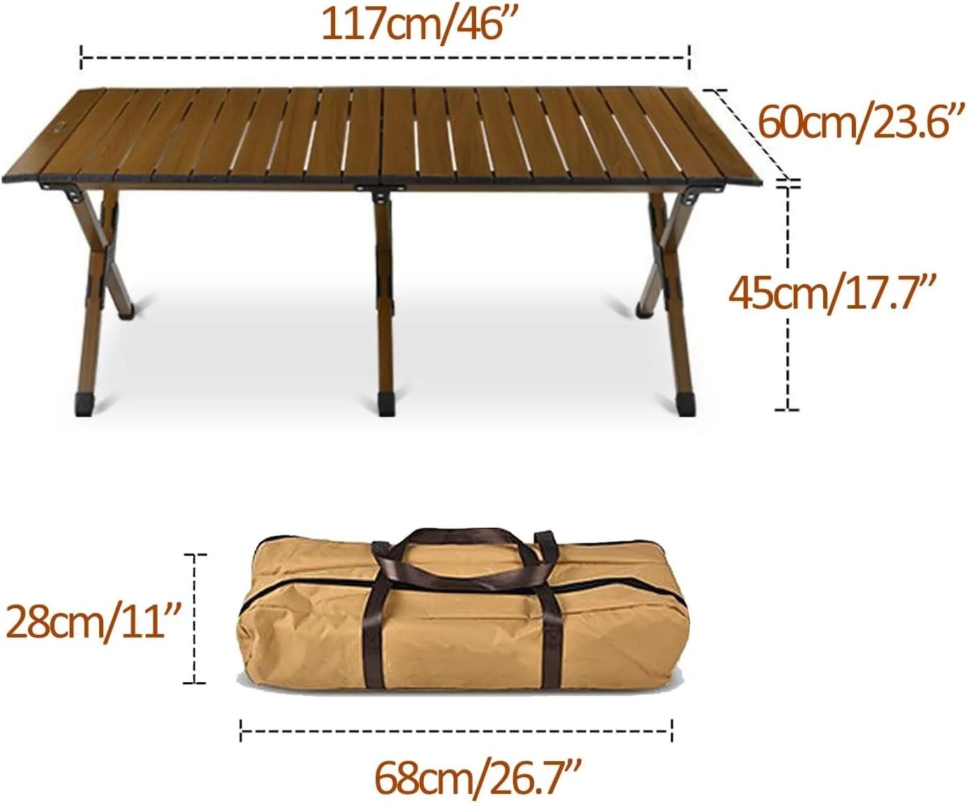 Folding Camp Table, Outdoor Folding Table, Aluminum Folding Table with Carry Bag, Table for Camping, Beach, Backyard, BBQ (Size : 46in)