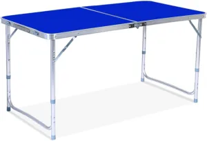 Folding Camping Table Aluminum Height Adjustable Lightweight Portable Dining Table with Portable Handle Weatherproof Table for Outdoor Picnic Camping Beach Backyard 47.2 * 23.6inch