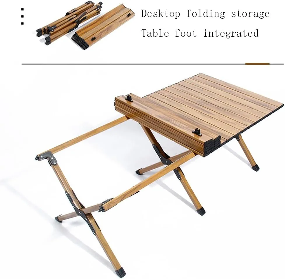 Folding Camping Table Aluminum Portable Roll-Up Picnic Table with Carry Bag Lightweight Outdooor Side Table