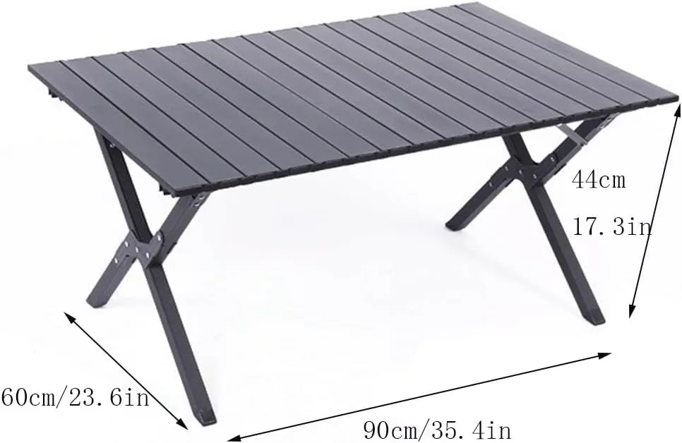 Folding Camping Table Aluminum Portable Roll-Up Picnic Table with Carry Bag Lightweight Outdooor Side Table