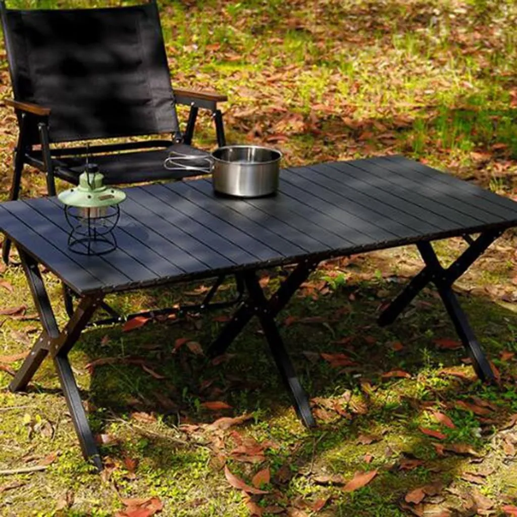 Folding Camping Table Aluminum Portable Roll-Up Picnic Table with Carry Bag Lightweight Outdooor Side Table