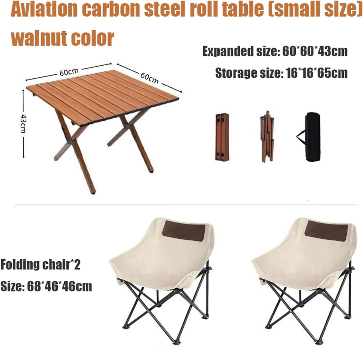 Folding Camping Table and air Set, Portable Camp airs Lightweight Roll up Carbon Steel Camp Table Foldable Lawn air Picnic Table with Carrying Bag