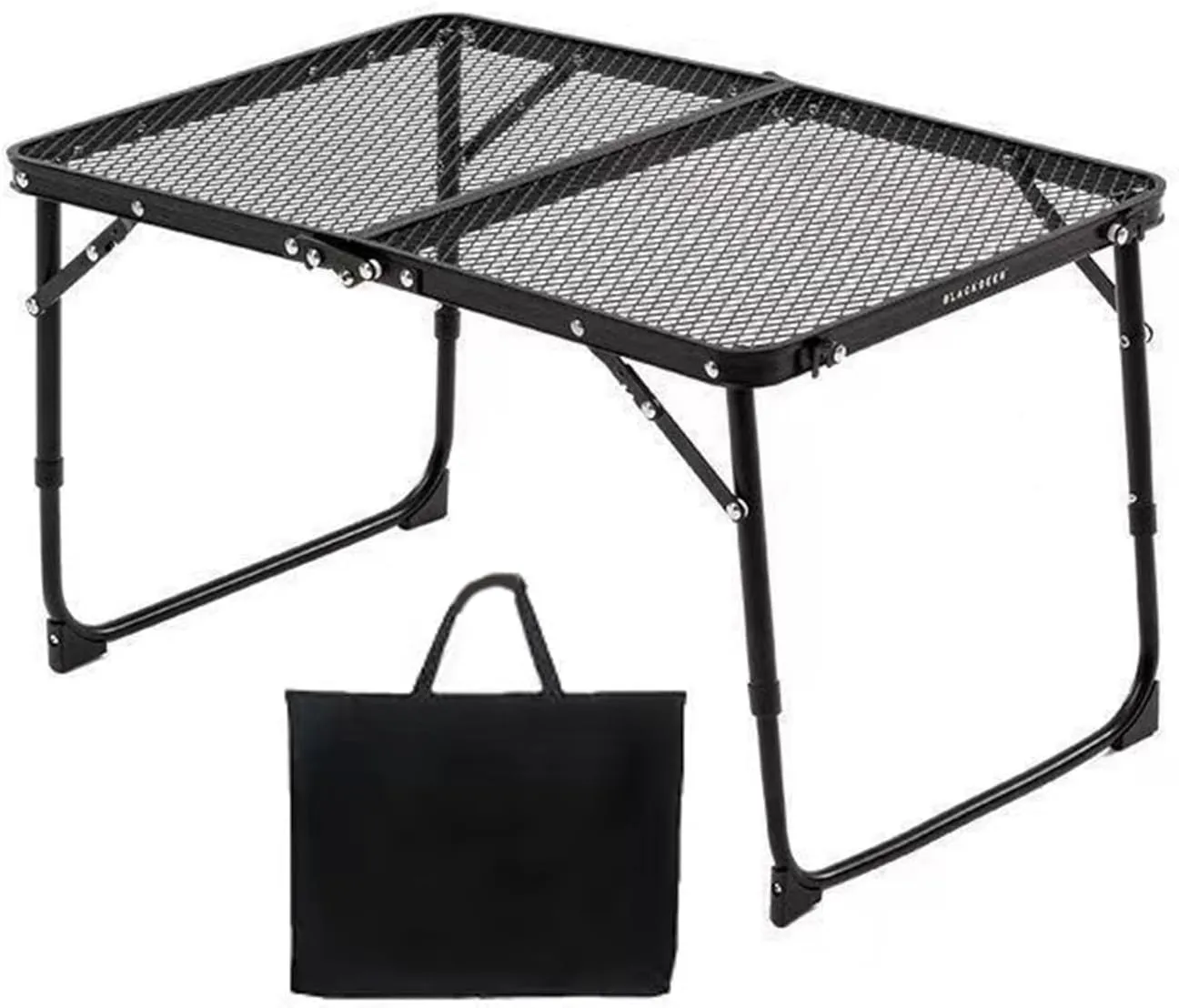 Folding Camping Table, Mesh Metal Grill Table, Portable Table for BBQ, Picnic, Camping, and RV, Height Adjustable & Lightweight