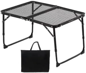 Folding Camping Table, Mesh Metal Grill Table, Portable Table for BBQ, Picnic, Camping, and RV, Height Adjustable & Lightweight