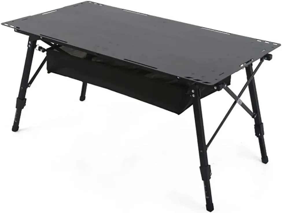 Folding Camping Table, Outdoor Tactical BBQ Portable Table, with Adjustable Height, Large Storage Bag and Carrying Bag Aluminum Alloy Table, for Indoor Outdoor Backyards Beach