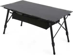Folding Camping Table, Outdoor Tactical BBQ Portable Table, with Adjustable Height, Large Storage Bag and Carrying Bag Aluminum Alloy Table, for Indoor Outdoor Backyards Beach