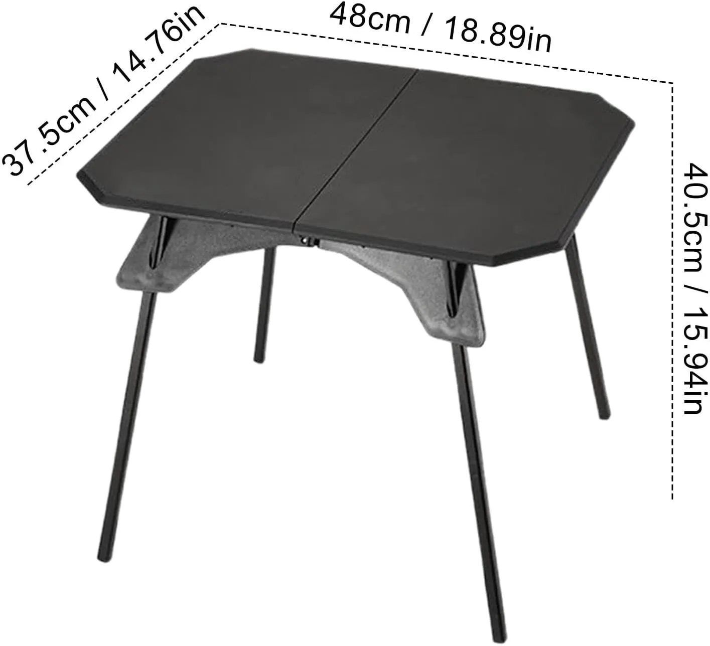 Folding Camping Table, Small Portable Grill Table, Lightweight Foldable Stand, Adjustable Height Picnic Desk with Removable Legs, Black/Green, Ideal for Outdoor Patio