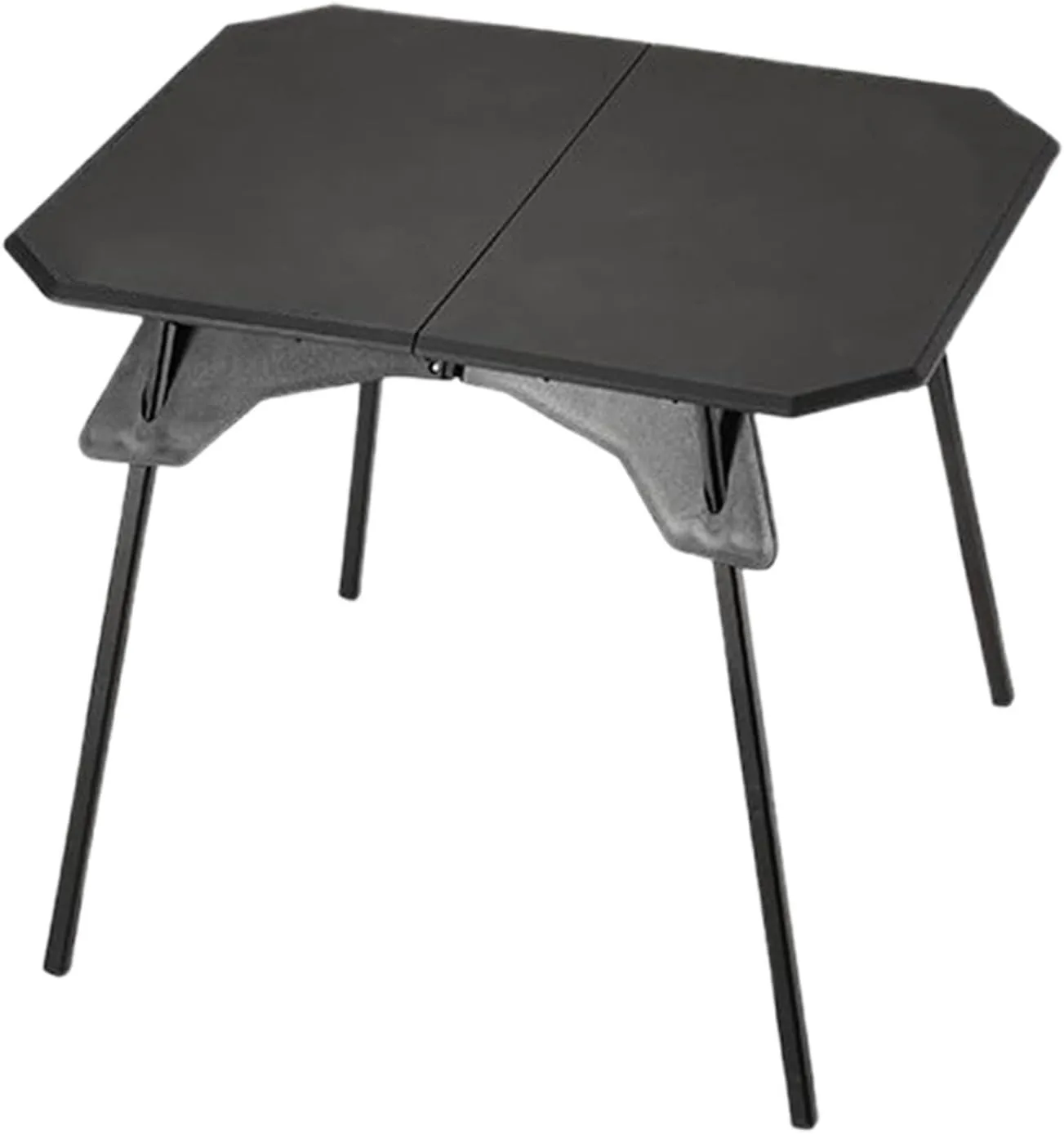 Folding Camping Table, Small Portable Grill Table, Lightweight Foldable Stand, Adjustable Height Picnic Desk with Removable Legs, Black/Green, Ideal for Outdoor Patio