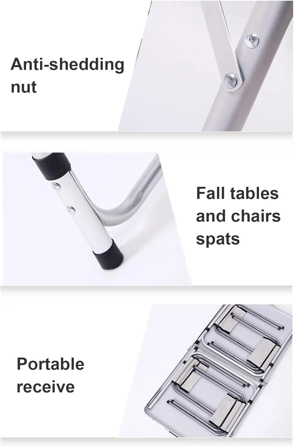 Folding Camping Table,Outdoor Table Heavy Duty Aluminum Adjustable Lightweight Camping Hiking Backpacking Picnic BBQ Portable Table for Outdoor Camping Picnic Backyards Travel White 1pc