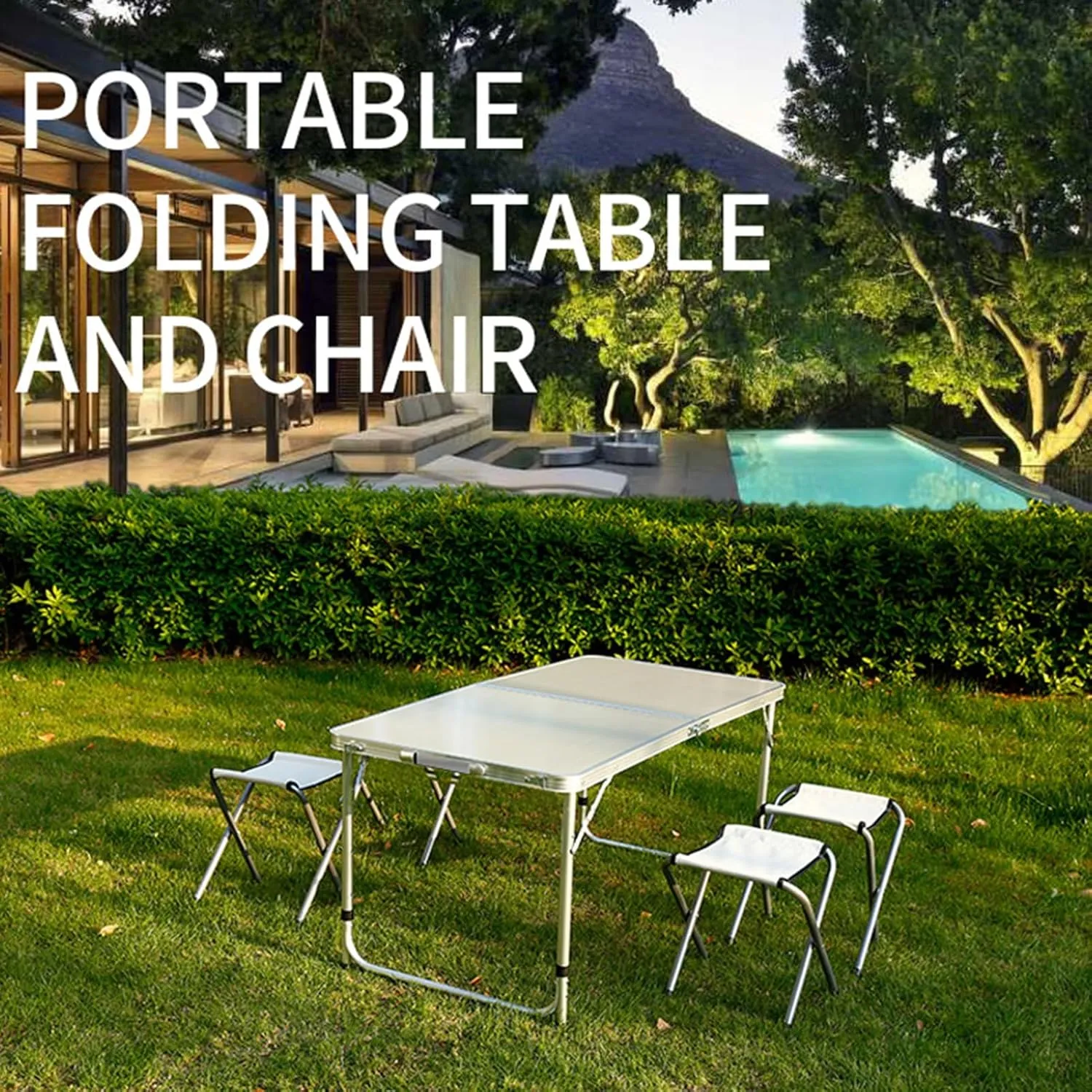 Folding Camping Table,Outdoor Table Heavy Duty Aluminum Adjustable Lightweight Camping Hiking Backpacking Picnic BBQ Portable Table for Outdoor Camping Picnic Backyards Travel White 1pc