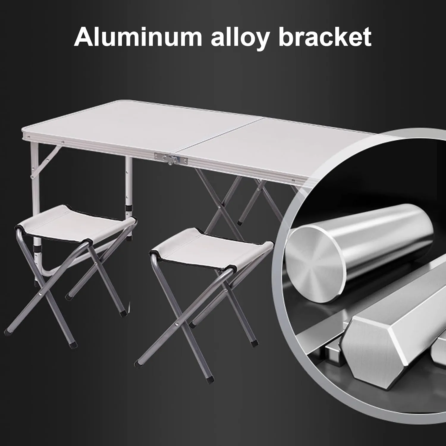 Folding Camping Table,Outdoor Table Heavy Duty Aluminum Adjustable Lightweight Camping Hiking Backpacking Picnic BBQ Portable Table for Outdoor Camping Picnic Backyards Travel White 1pc