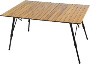 Folding Dining Table Aluminum Alloy Egg Roll Table Large Lifting Camping Table Portable Camping Aluminum Plate Table Outdoor Folding Table Wood Grain (Color : 120Type)