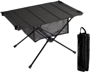 Folding Dining Table Aluminum Alloy Tourist Tables for Travel Picnic Ultralight Outdoor Folding Table Oxford Roll-Up Camping Table Portable (Color : Khaki)