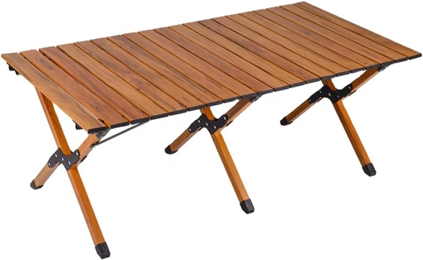 Folding Dining Table Aluminum Camping Picnic Egg Roll Camping Chair Outdoor Folding Table Portable (Color : Brown-L)