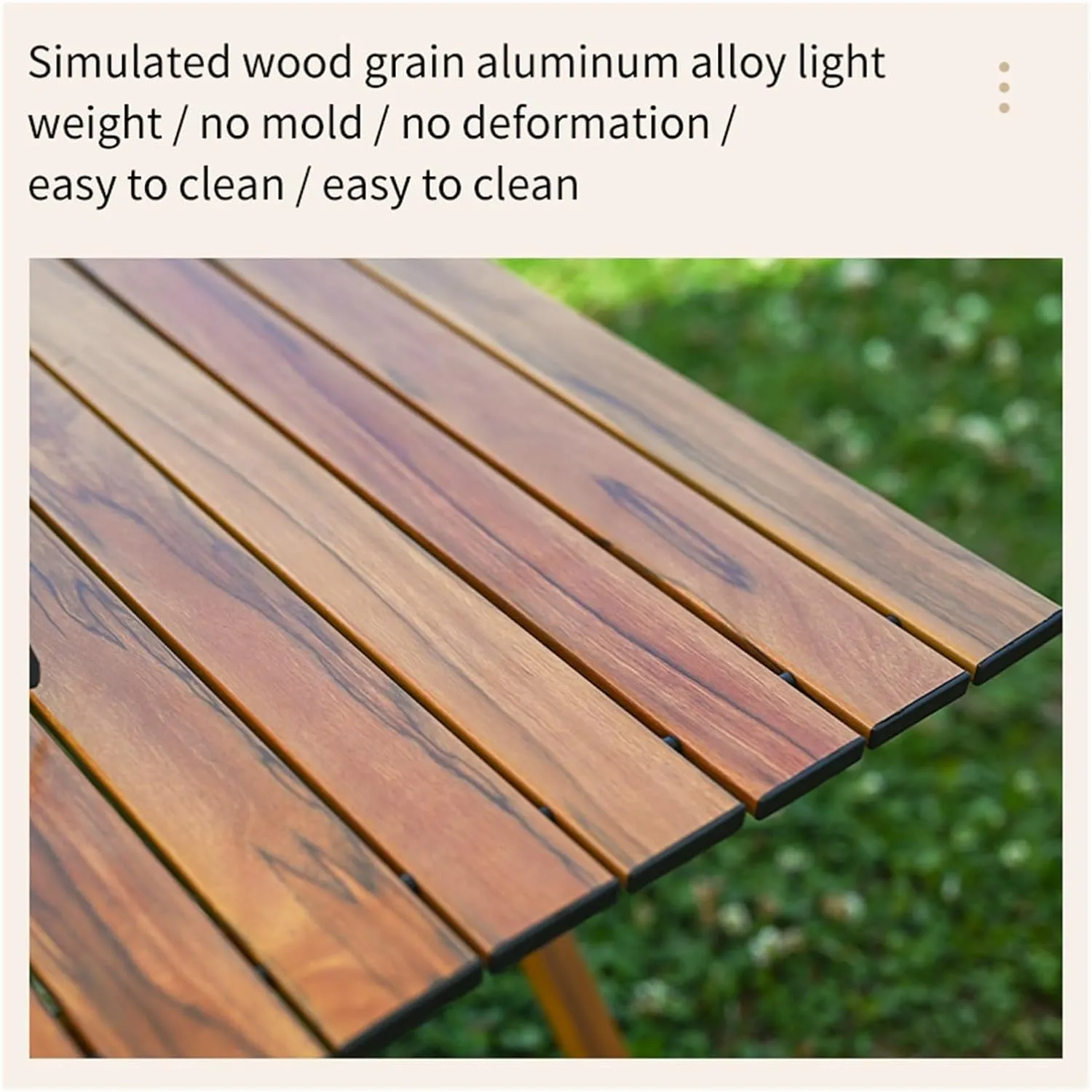 Folding Dining Table Aluminum Camping Picnic Egg Roll Camping Chair Outdoor Folding Table Portable (Color : Brown-L)