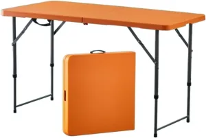 Folding Dining Table Outdoor Folding Conference Table Foldable Camping Table Outdoor Camping Folding Table Portable Office Stall Long Table (Color : 1.2m Orange)