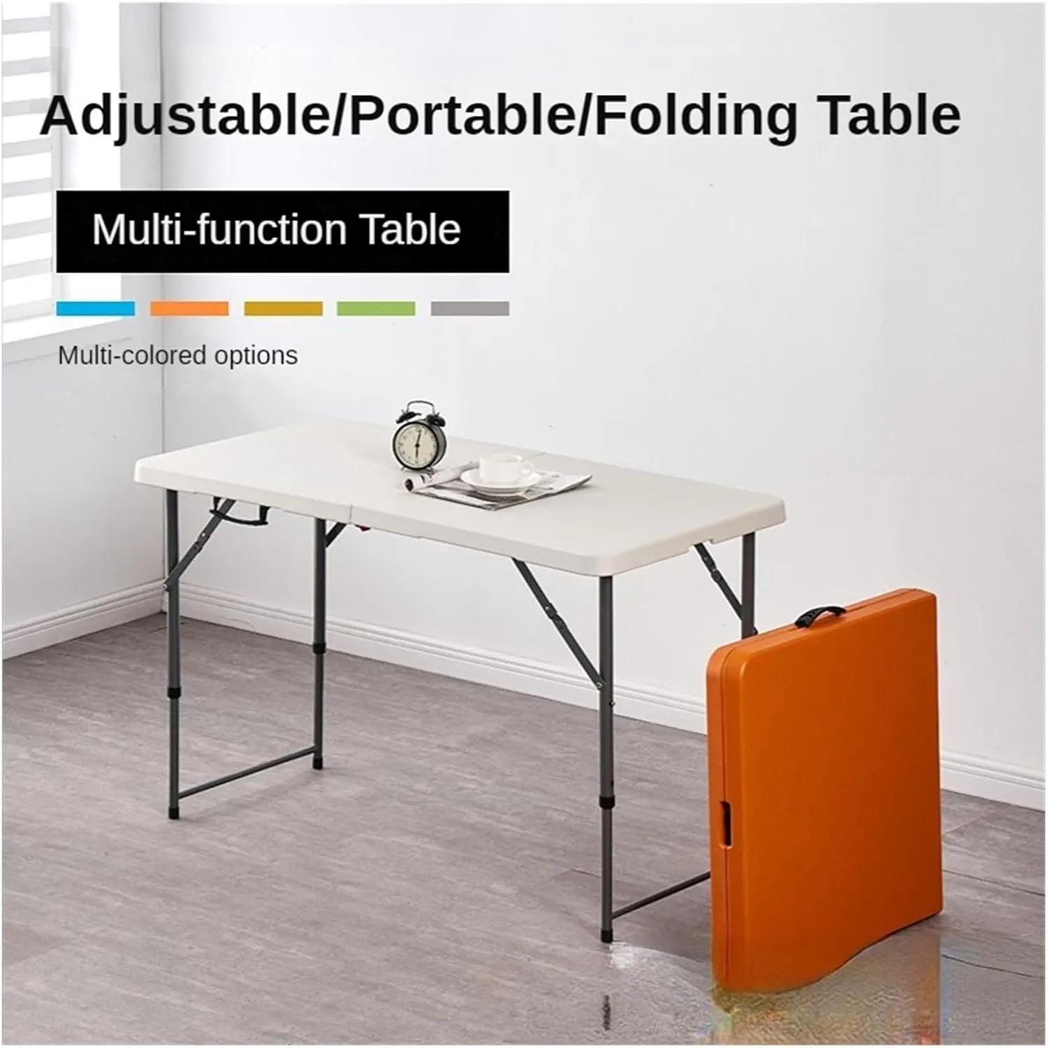 Folding Dining Table Outdoor Folding Conference Table Foldable Camping Table Outdoor Camping Folding Table Portable Office Stall Long Table (Color : 1.2m White)