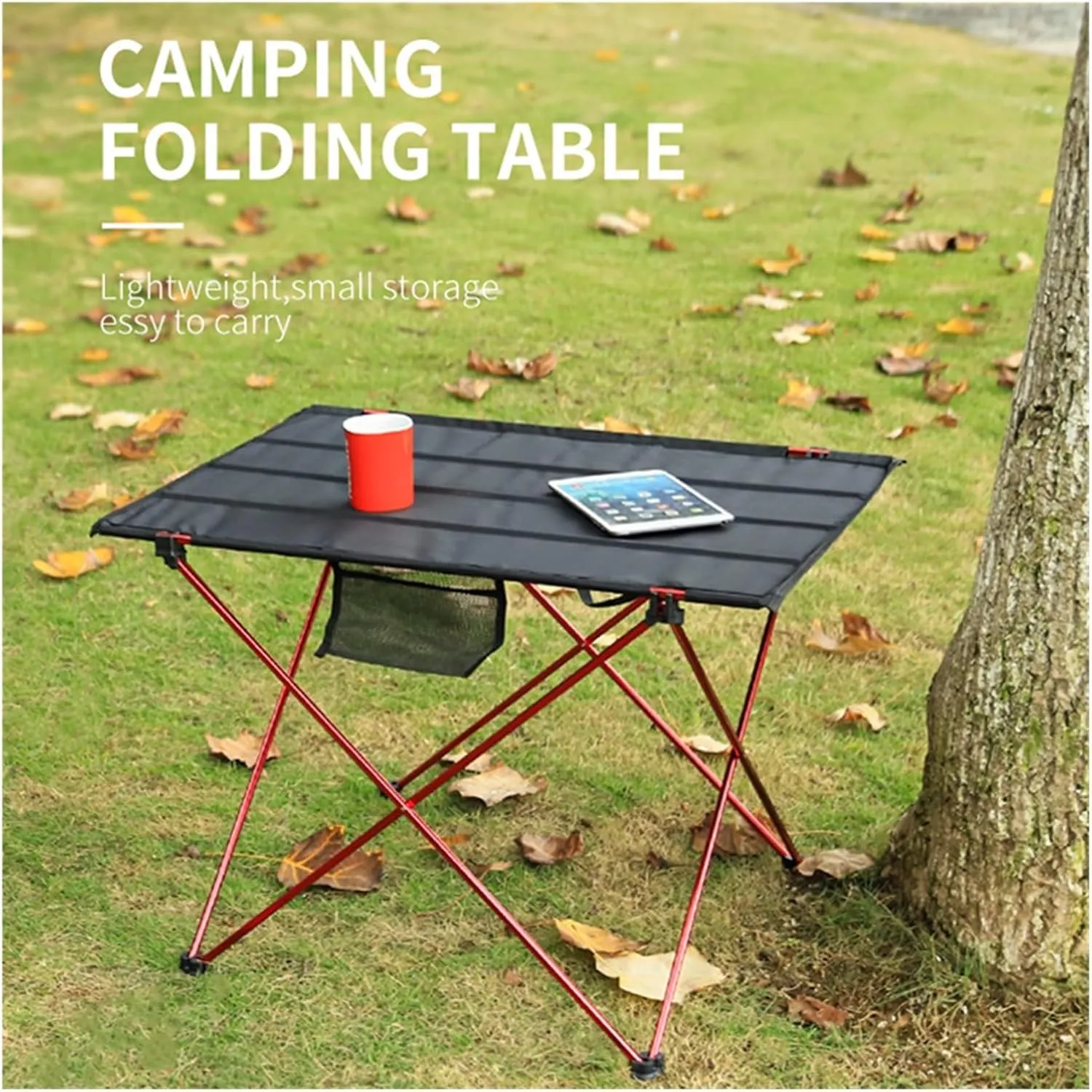 Folding Dining Table Ultralight Beach Aluminium Hiking Climbing Fishing Picnic Folding Tables Outdoor Travel Foldable Table Portable Camping Desk (Color : M-Red)