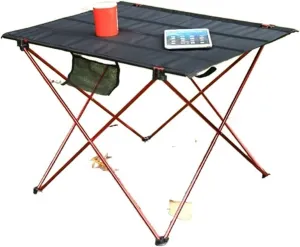 Folding Dining Table Ultralight Beach Aluminium Hiking Climbing Fishing Picnic Folding Tables Outdoor Travel Foldable Table Portable Camping Desk (Color : M-Red)