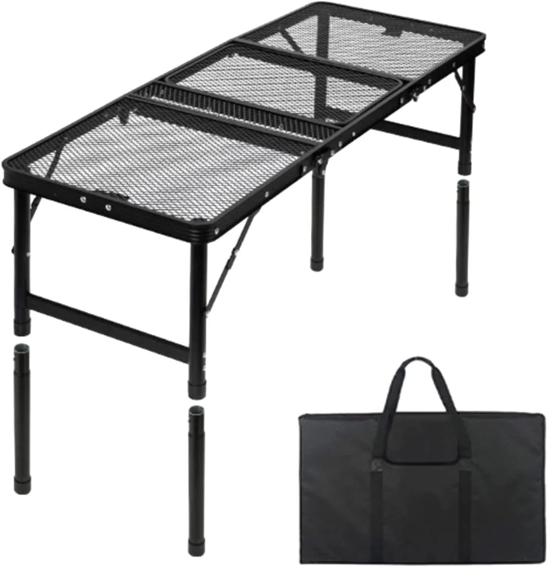 Folding Grill Table Adjustable Height Compact Picnic Table Camping Table for Backpacking Outdoor Camping Backyard Barbecue, M