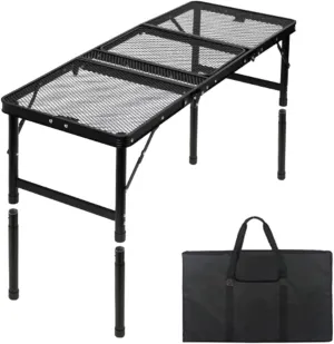 Folding Grill Table Adjustable Height Compact Picnic Table Camping Table for Backpacking Outdoor Camping Backyard Barbecue, M