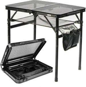 Folding Grill Table Camping Table, Mesh Desktop, Lightweight & Portable Outdoor Picnic Table,2 Ft Portable Camping Table, Height Adjustable Portable Grill Table for Outside