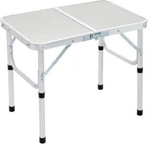 Folding Picnic Table, Camping Table, Adjustable Height Folding Table, Portable Aluminum Small Table with Handle for Picnic, BBQ, Indoor, Office,24x16 inch, Silver