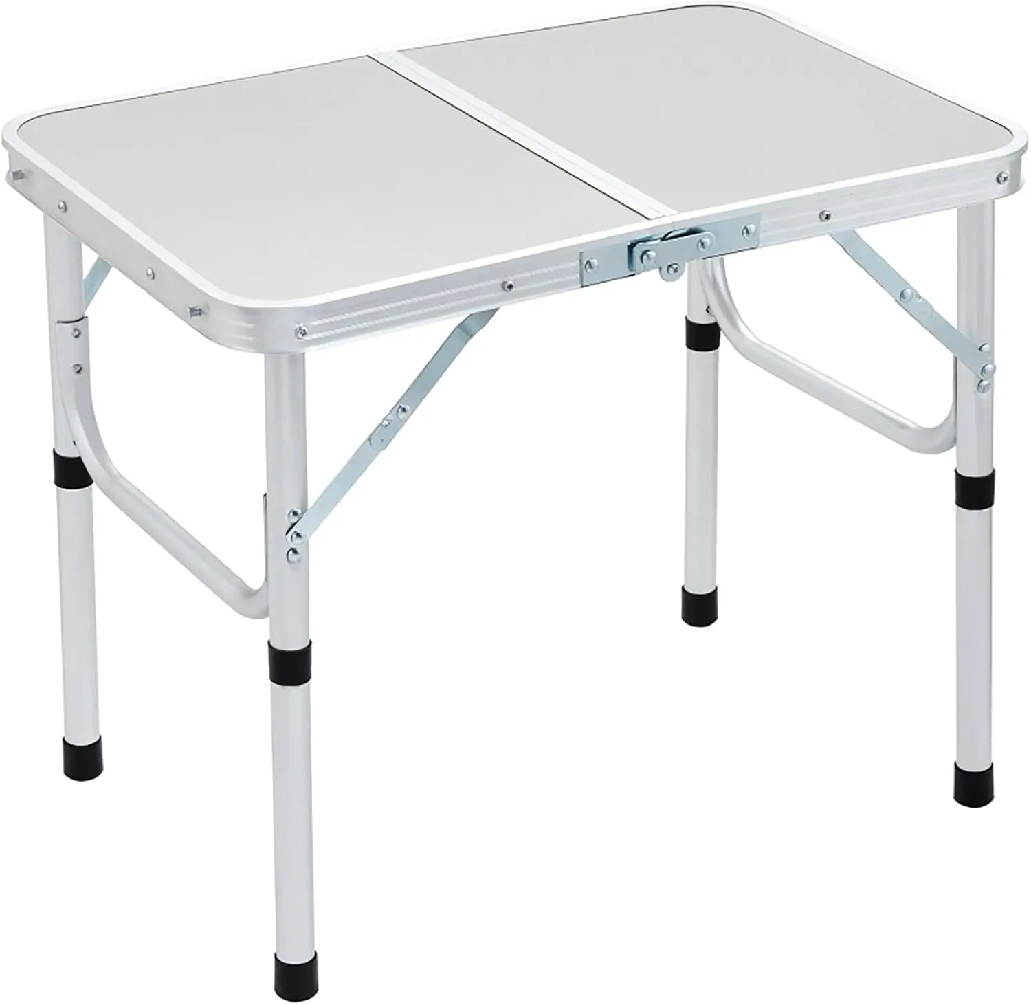Folding Picnic Table, Camping Table, Adjustable Height Folding Table, Portable Aluminum Small Table with Handle for Picnic, BBQ, Indoor, Office,24x16 inch, Silver