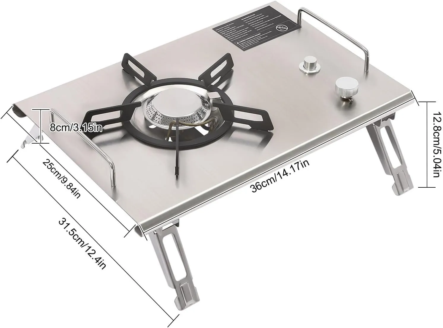 Folding Single Burner Gas Stove, Portable Tabletop&Embed Camping Stove with Carrying Handle, Electronic Ignition Outdoor Camping Cooking Stove, Gas Camp Stove Butane Propane Burners (Black)(Silver)