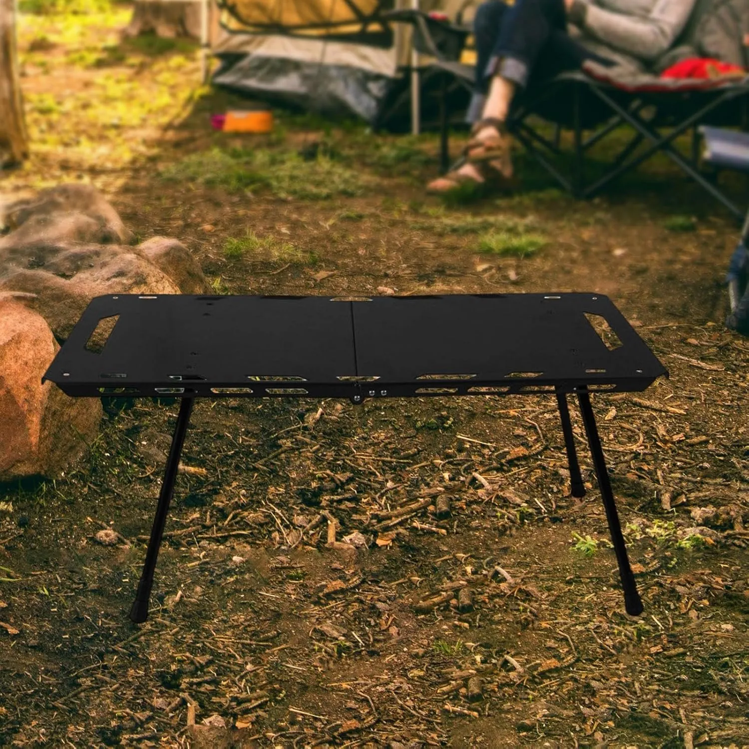 Folding Table Adjustable Height Beach Table Portable Outdoor Table Camping Table for Patio Travel Backpacking BBQ Yard