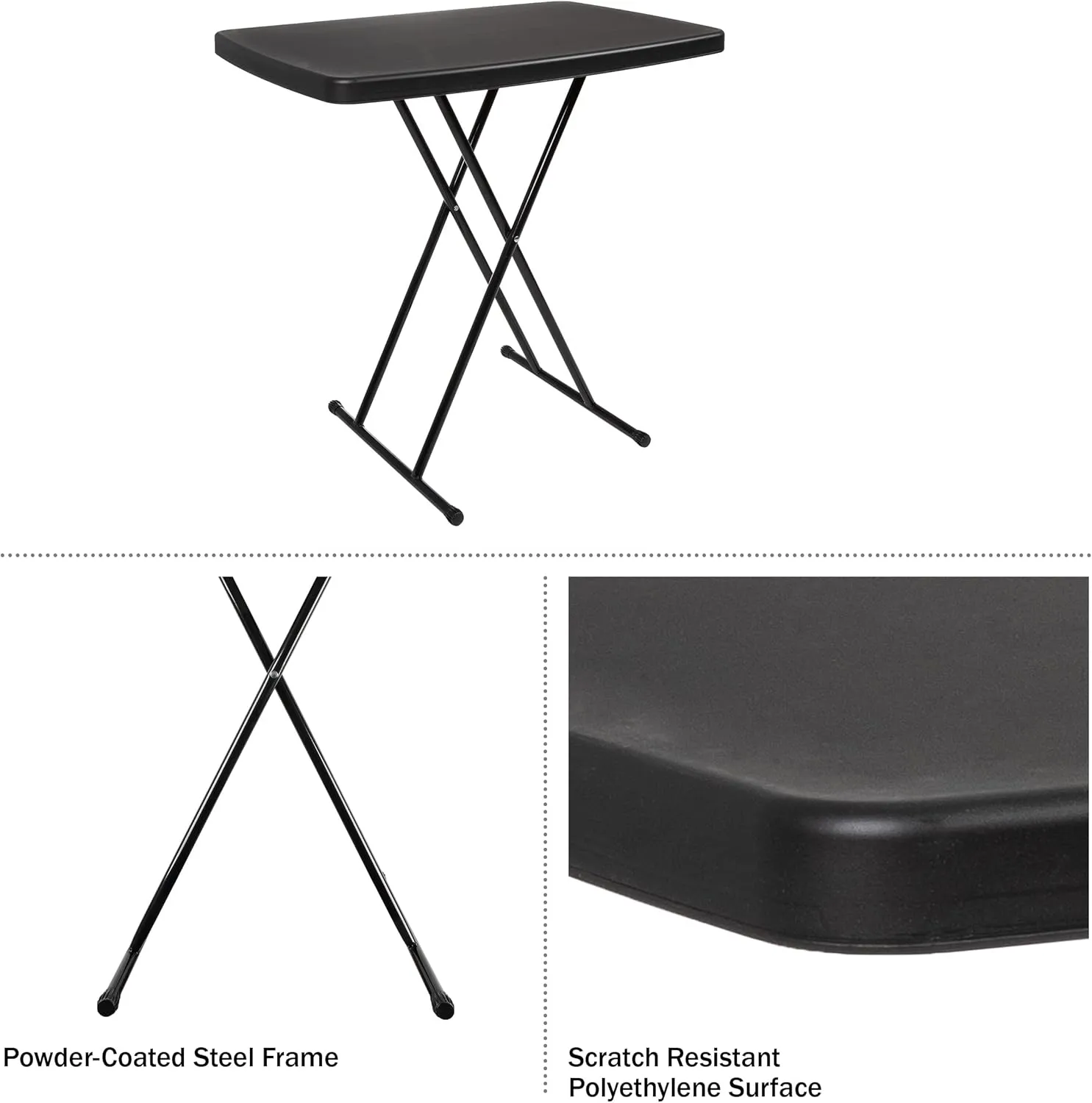 Folding Table - Lightweight Portable Folding Desk - Small Plastic Table for Camping, Playing Cards, and Crafting by Everyday Home (Black)