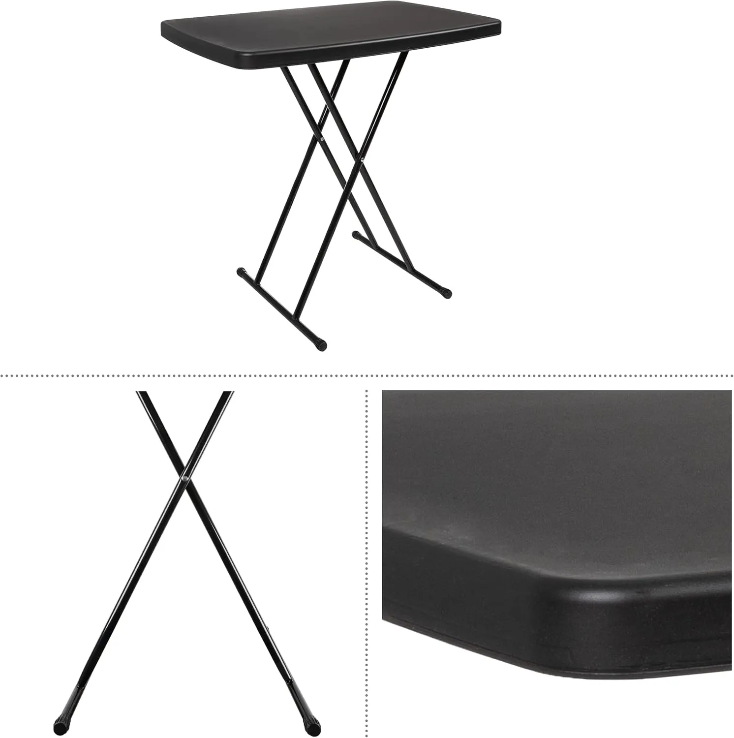 Folding Table - Lightweight Portable Folding Desk - Small Plastic Table for Camping, Playing Cards, and Crafting by Everyday Home (Black)