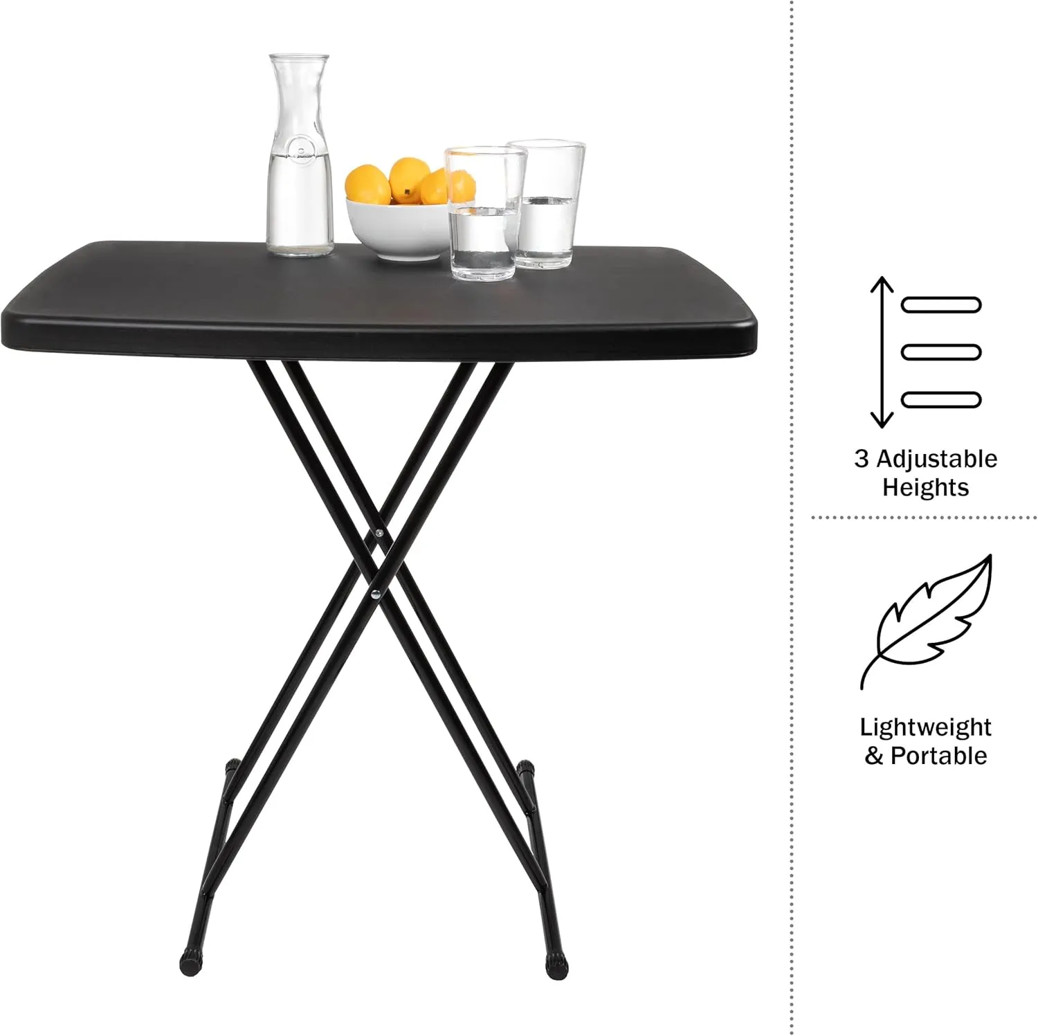 Folding Table - Lightweight Portable Folding Desk - Small Plastic Table for Camping, Playing Cards, and Crafting by Everyday Home (Black)
