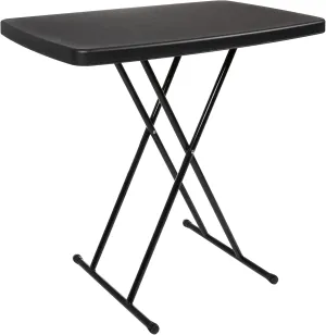 Folding Table - Lightweight Portable Folding Desk - Small Plastic Table for Camping, Playing Cards, and Crafting by Everyday Home (Black)
