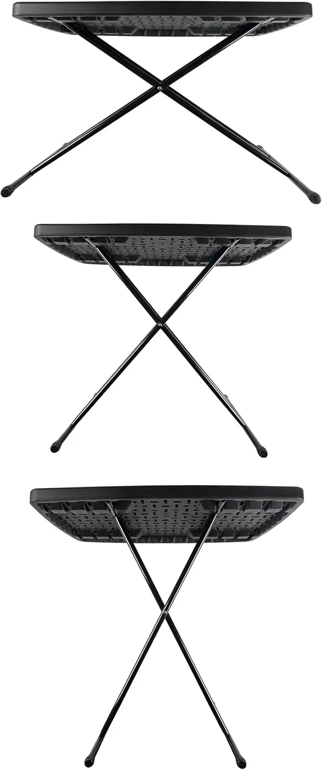 Folding Table - Lightweight Portable Folding Desk - Small Plastic Table for Camping, Playing Cards, and Crafting by Everyday Home (Black)