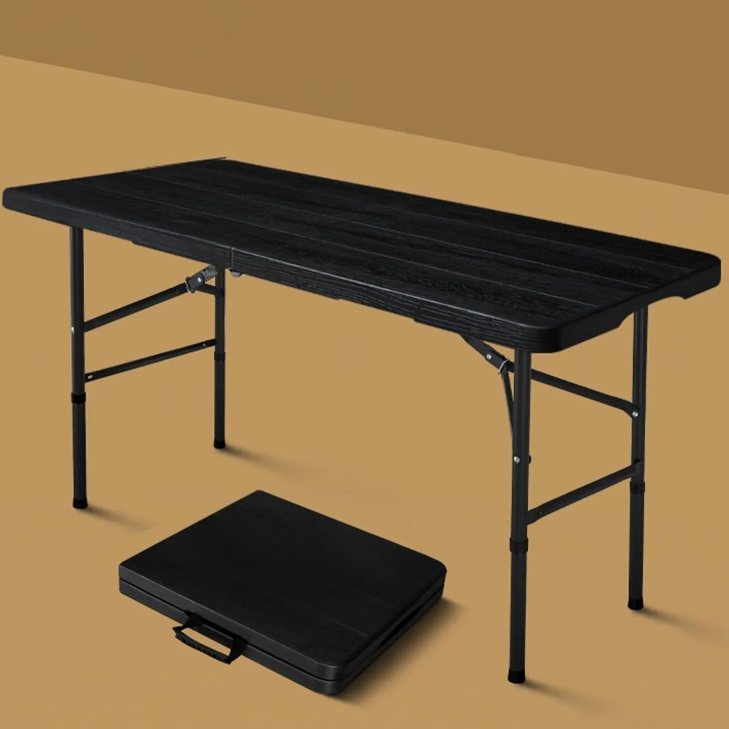 Folding Table with Adjustable Legs (50-74) Cm Portable Adjustable Camping Table That Fold Up Kitchen Work Top Table Foldable Table Trestle Table