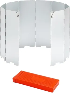 Folding Windshield for Camp Stove with Carrying Bag and 10 Plates for Outdoor Cooking