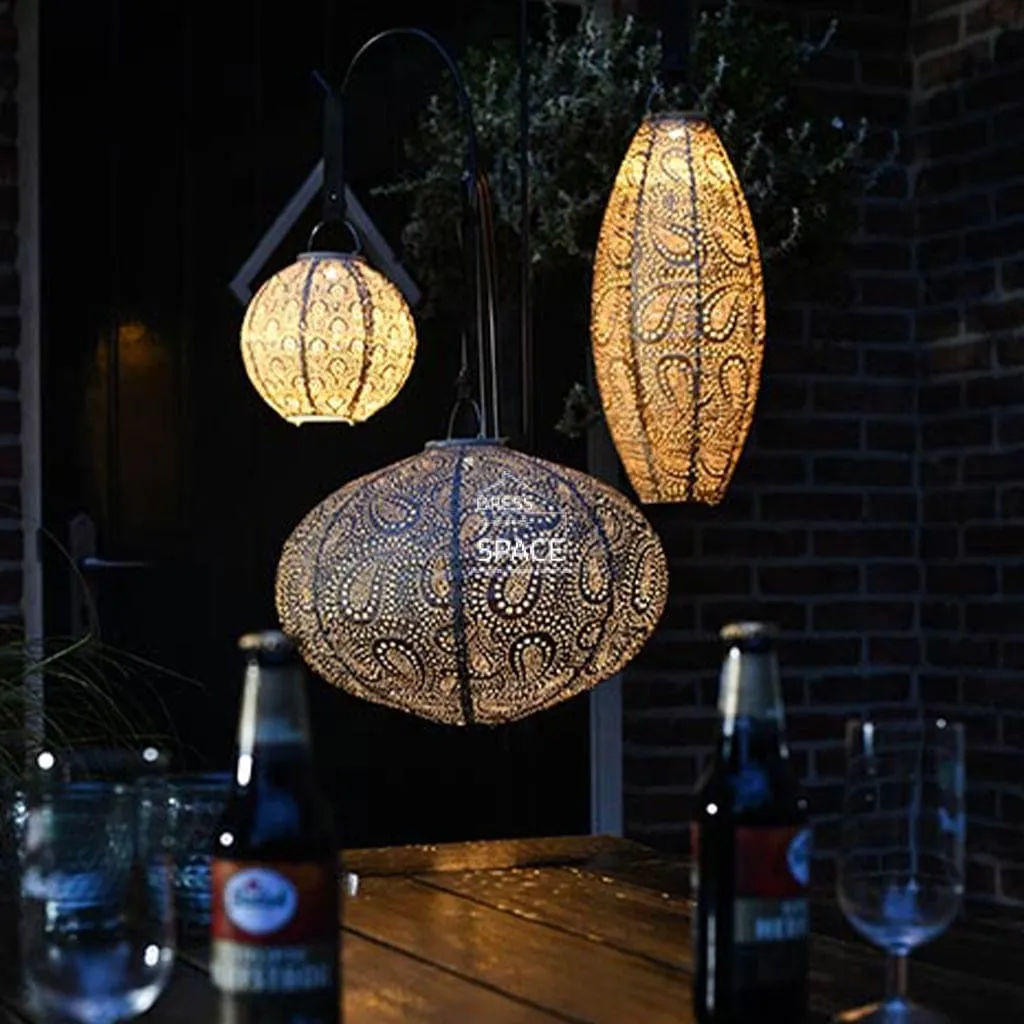 Folia Long Oval 20 - Light Taupe - Solar Lantern