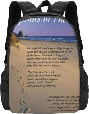 Footprints In The Sand Poem Lightweight Packable Backpack Travel Casual Hiking Daypack Foldable Backpack For Men Women
