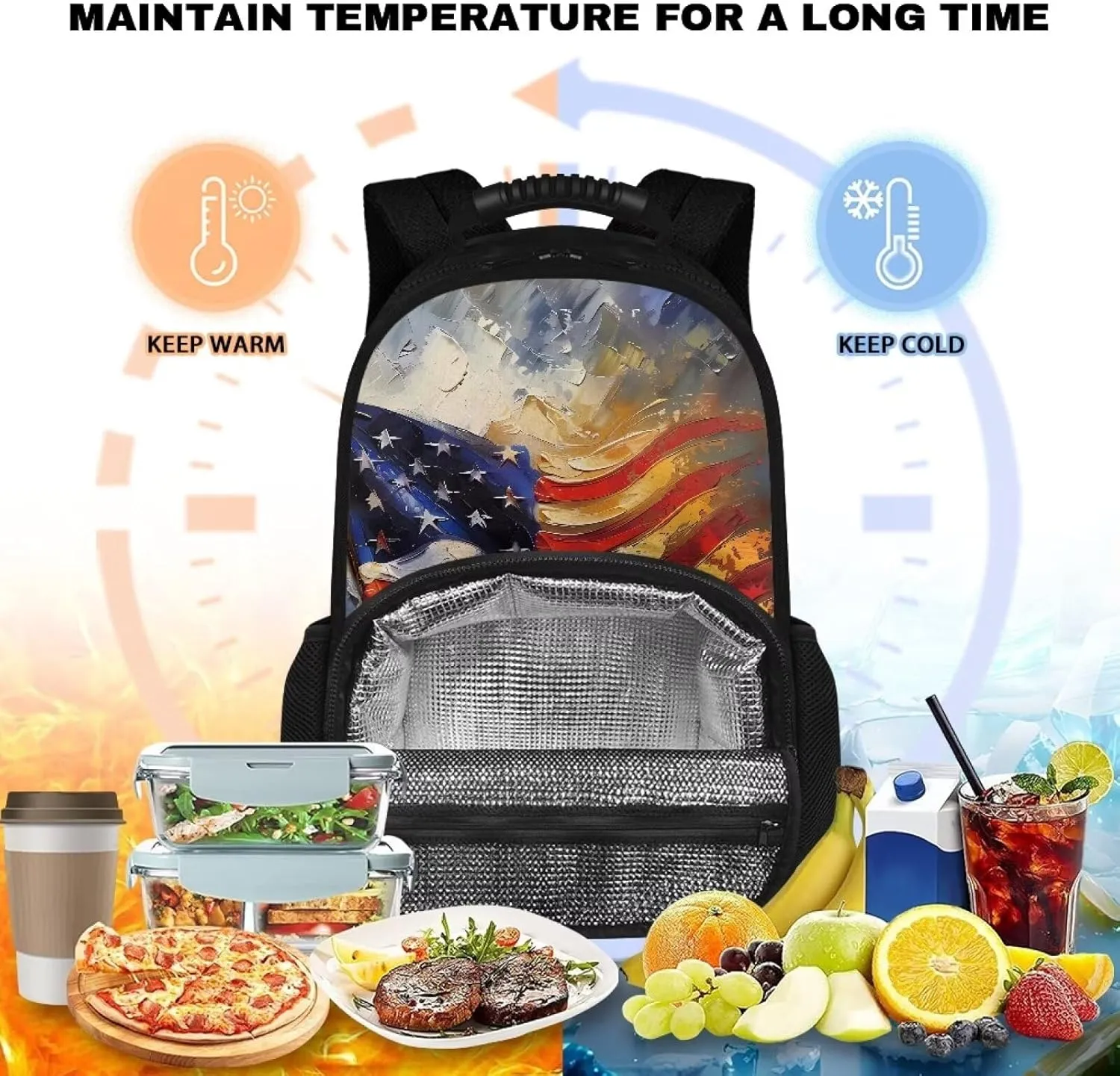 FOR U DESIGNS Backpack Cooler with Storage Asethetic Travel Backpack for Women 17 Inch Lightweight Backpack