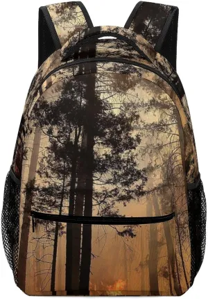 Forest Fire Pattern Unisex Backpack Casual Daypacks Lightweight Shoulders Bag for Camping Hiking Travel Gear