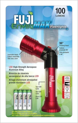 Fuji Enviromax 100   230 Lumen Zoomable Flashlight. 90 Degree Pivoting Head. Magent,pull up head Aerospace aluminum Alloy Cree XPE  2 COB. Our No.1 Multifunction Flashlight.