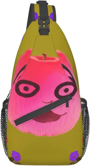 Funny Face Apple Chest Bag Crossbody Bag. Rugged And Durable, High Storage Capacity. Adjustable Strap Length.