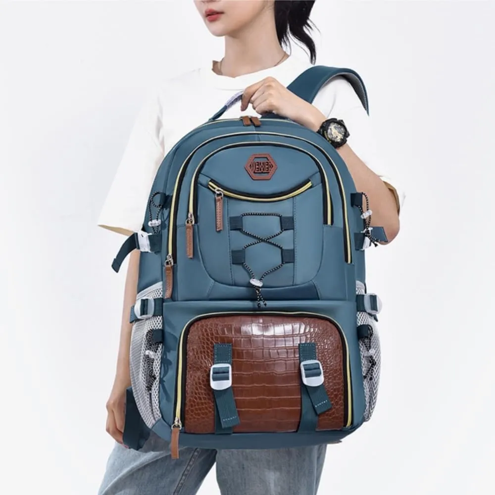 FUNSEED Backpack for Women Men, Large Capacity Waterproof Oxford Cloth Casual Rucksack for Traveling Hiking (White)